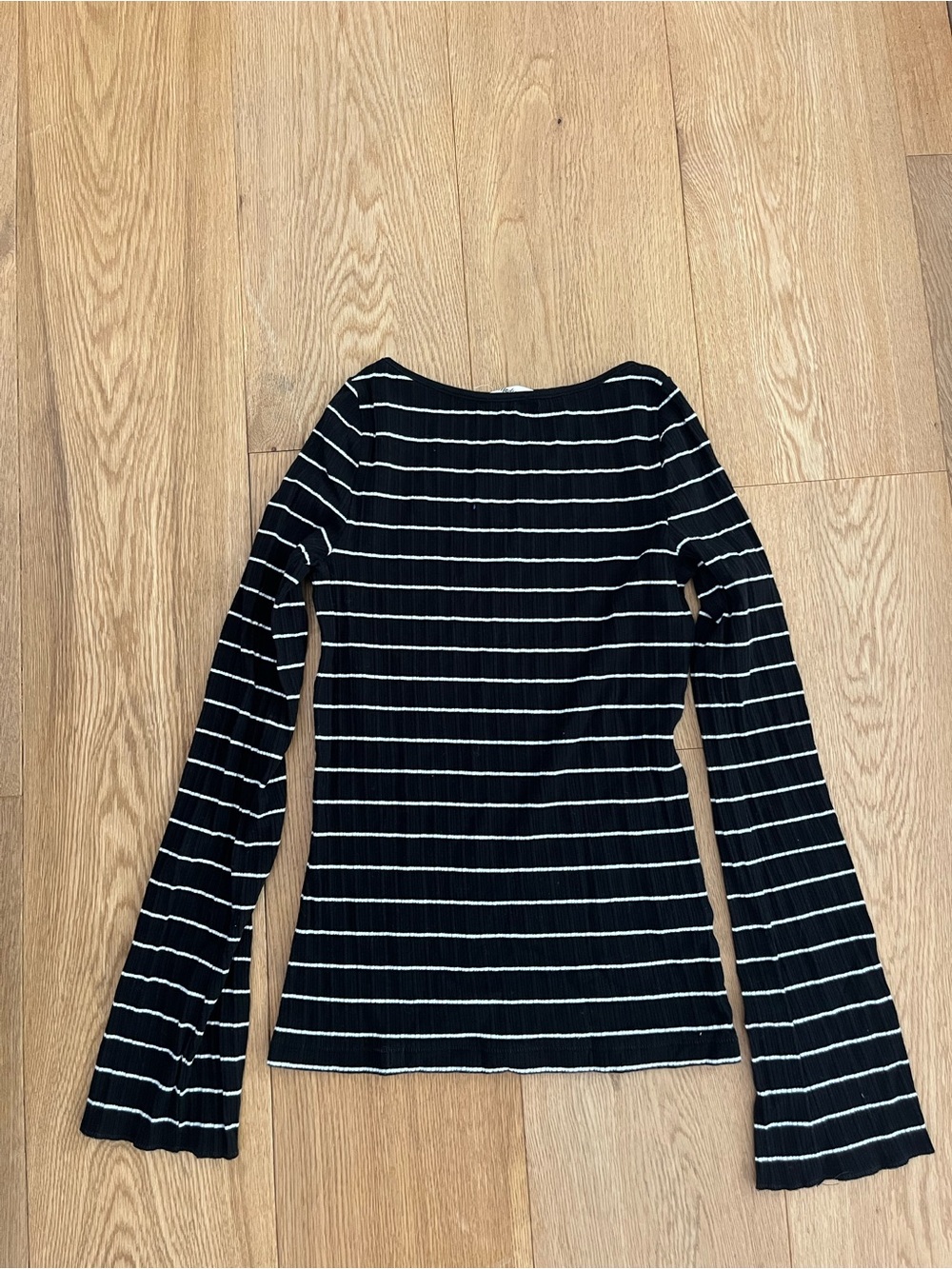 Never worn Madewell Black & White Striped Ribbed Long-Sleeve Top